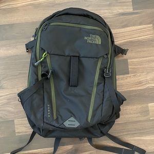 North Face Surge Backpack Black and Forest Green